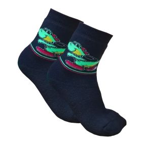 Детски термо чорапки от пениран памук, черни с динозавърче